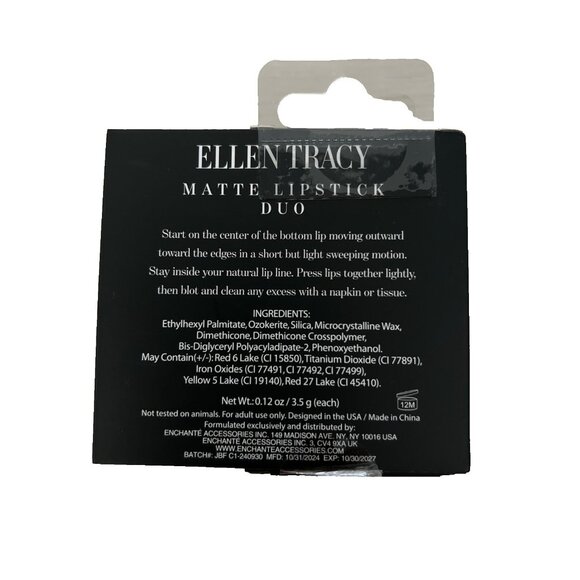 Ellen Tracy Matte Lipstick Duo Crimson Coral - Picture 2 of 3